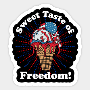 Patriotic Ice Cream Cone American Flag Independence Day Sticker